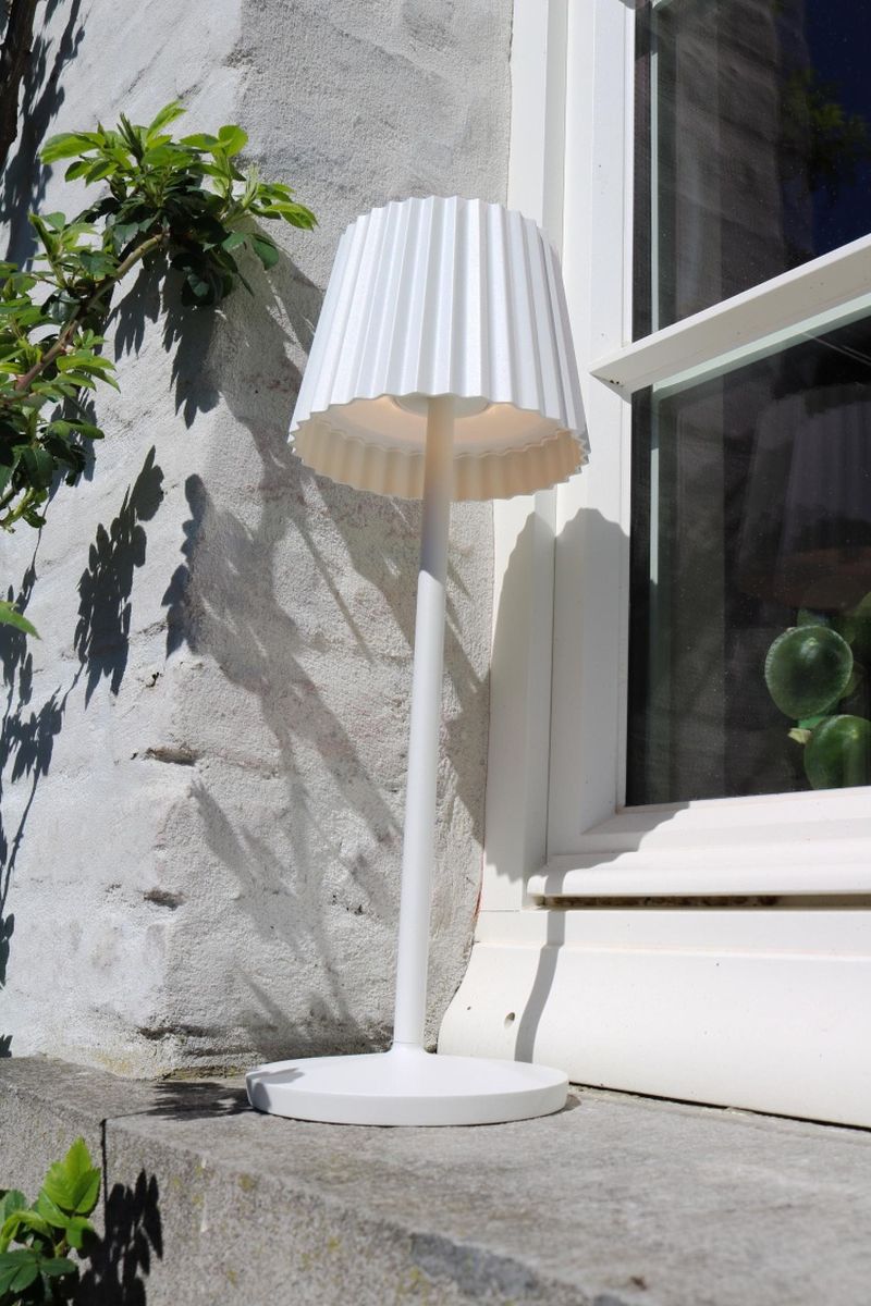 Lucide JUSTINE - Nabíjacia stolová lampa Vonkajšia - Batéria - LED Rozm. - 1x2W 2700K - IP54 - S podložkou pre bezdrôtové nabíjanie - Biela